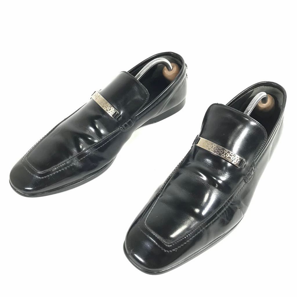 グッチ】本物 GUCCI 靴 26cm 黒 シェリーライン スリッポン ローファー