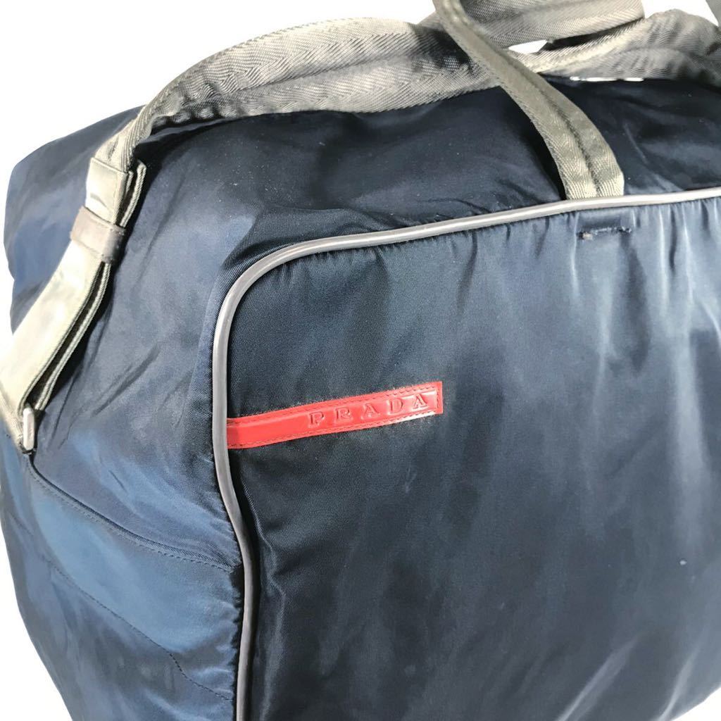 [ Prada ] genuine article PRADA Boston bag 2way shoulder bag Logo motif traveling bag travel nylon men's lady's Italy made 