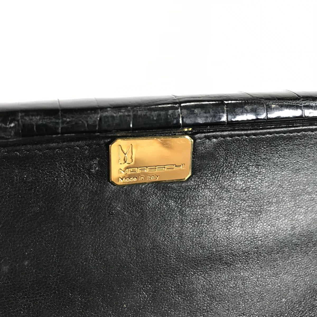 [ leak ski ] genuine article MORESCHI crocodile attache case business bag attaching trunk case black dial lock wani leather men's made in Italy 