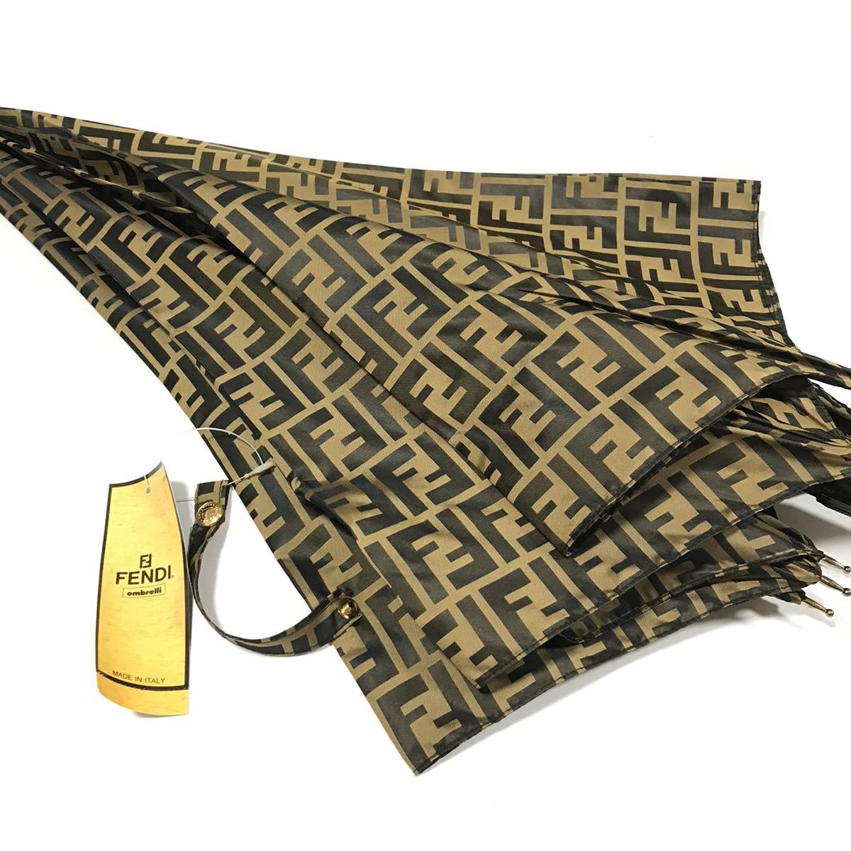 FENDI フェンディ ズッカ柄 折りたたみ傘 雨傘 雨具 ブラウン 茶