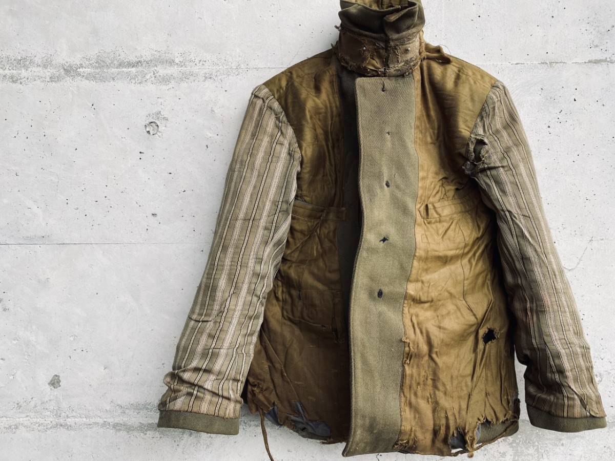 激しい破れ 退廃的な 朽ちた 民間テーラー製 旧日本軍 ウール 外套