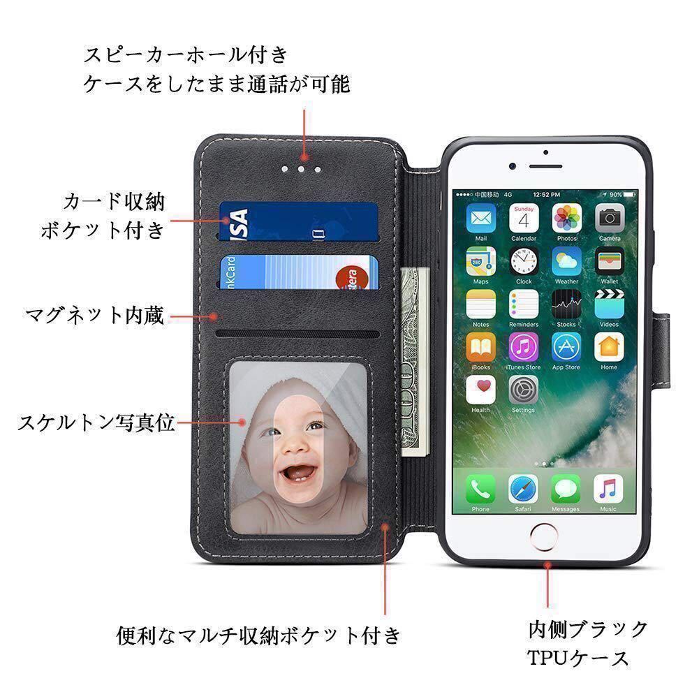 iPhone 6 6s 7 8 se 第二世代ケース 手帳型 レザー スマホケース _画像2