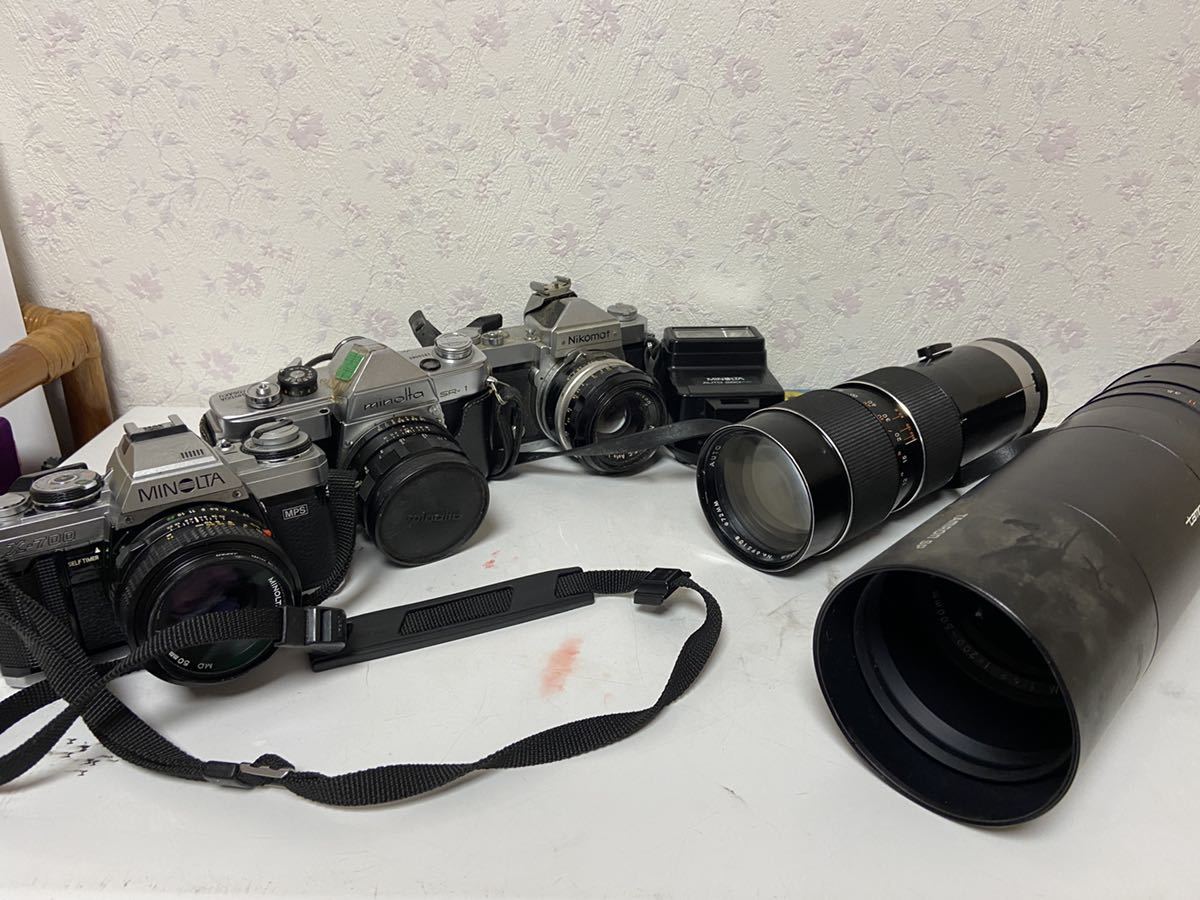 カメラ　まとめ売り　MINOLTA X-700 MINOLTA SR-1 Nikomat Nikon レンズ二本おまけ　フィルムカメラ レトロ　昭和　アンティーク