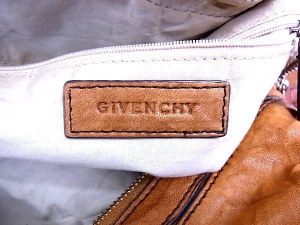 1円 GIVENCHY ジバンシイ ナイチンゲール レザー 2WAY ハンドバッグ ショルダー 肩掛け メンズ レディース ブラウン系 AB0728yア_画像6