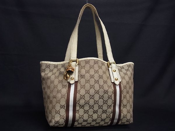 1円 GUCCI グッチ 137396 GGキャンバス×レザー ハンドバッグ トート