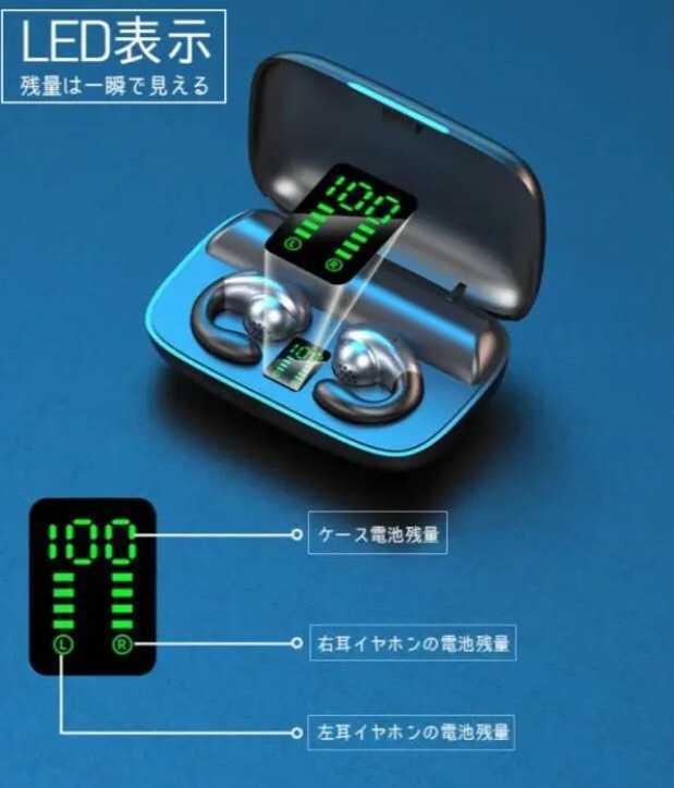 【最新デジタル 2022年最新版】　　　Bluetooth 5.2 骨伝導ワイヤレスイヤホン　 2200mah充電ケース 充電残量表示　日本語説明書付き_画像6
