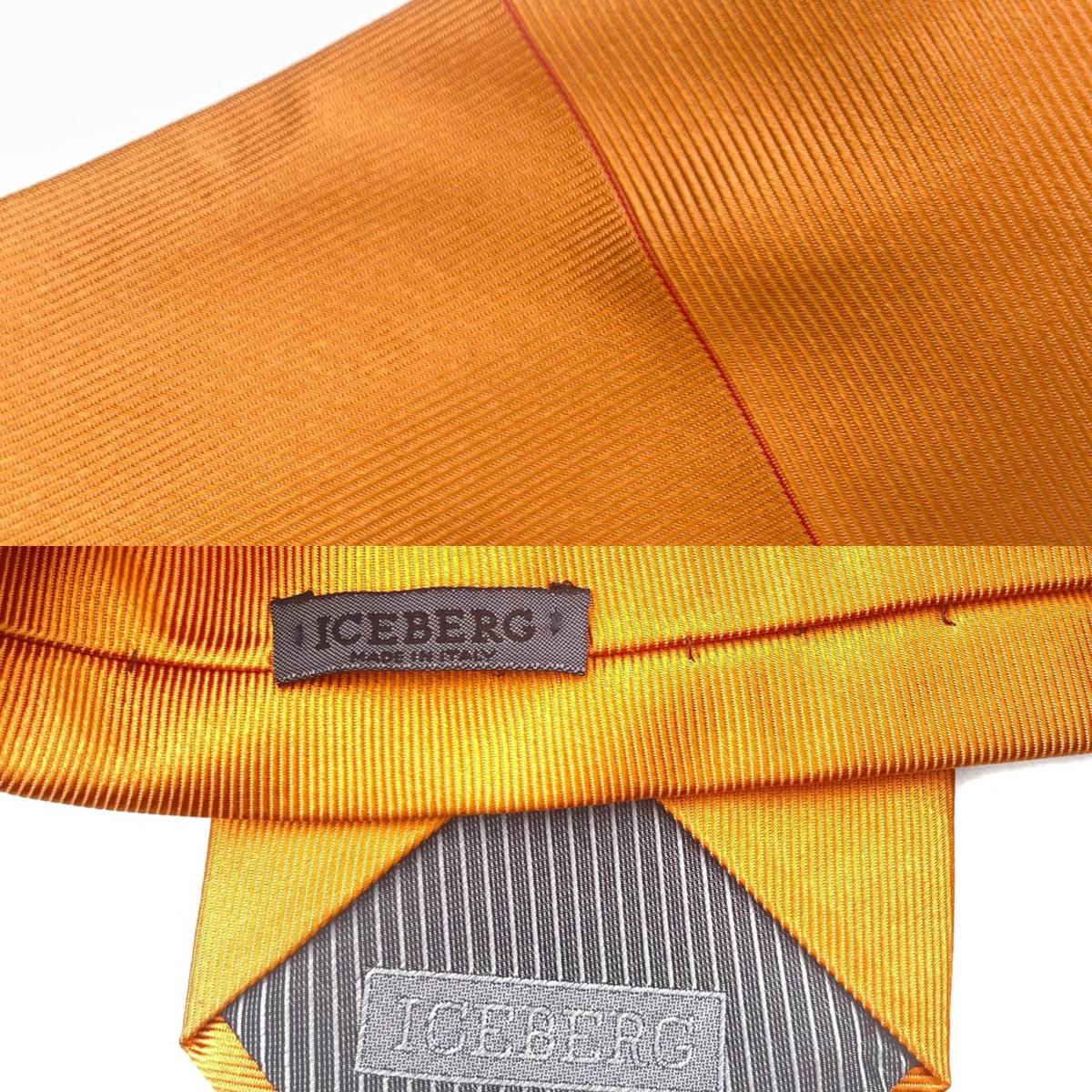 [ profit ] Iceberg design silk necktie ICEBERG Italy made yellow orange series weave cloth series 