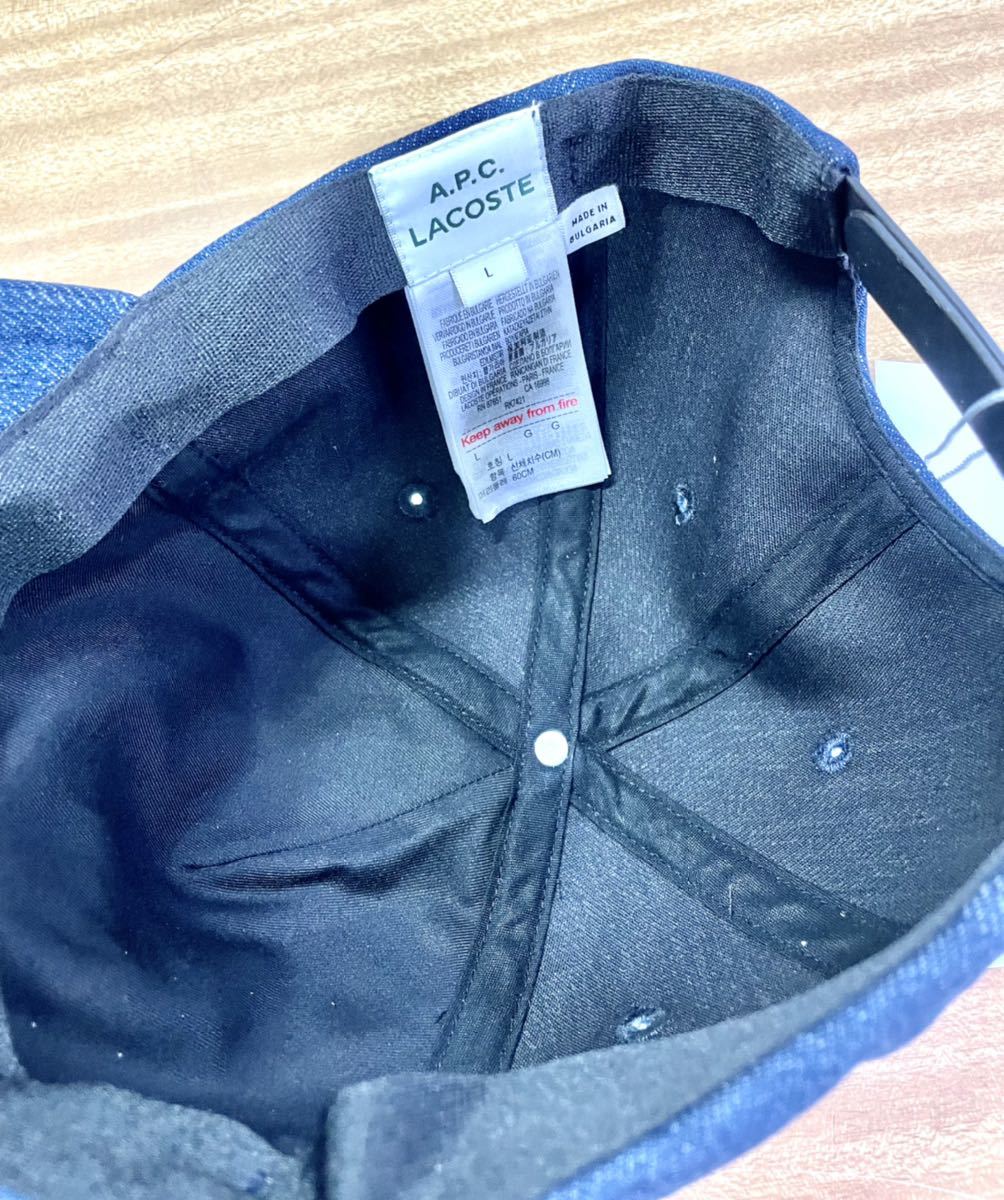 今期A.P.C.×ラコステ コラボ ビッグロゴインディゴキャップ apc