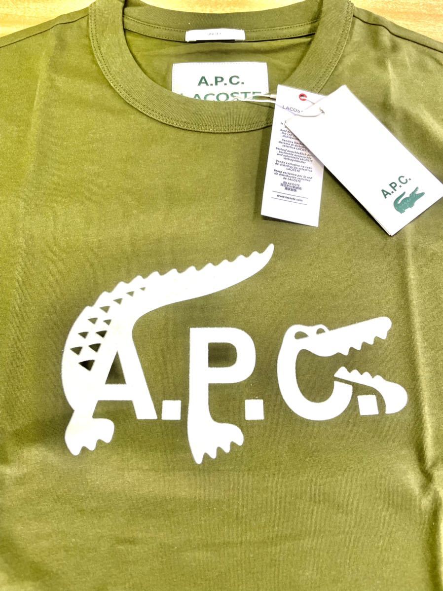 今期A.P.C.×ラコステ コラボ ビッグロゴTシャツ カーキ 各サイズ有 apc