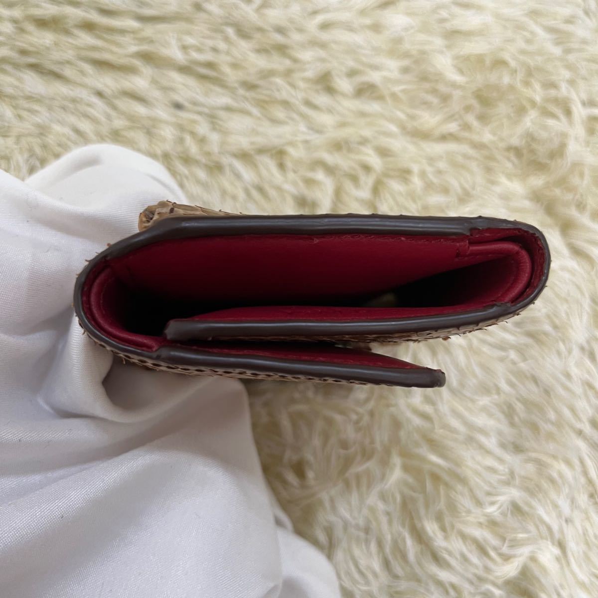 極美品 J&M Davidson パイソン ヘビ革 ブラウン 折り財布 | contifarma.pe