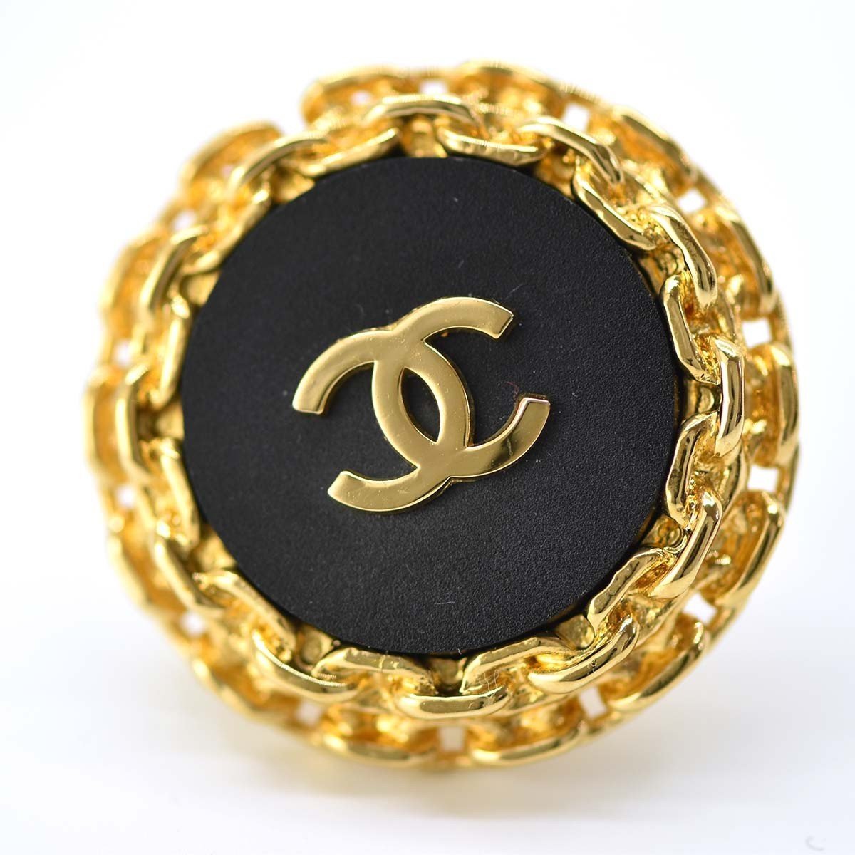 質屋 イヤリング CHANEL シャネル ブラック チェーン ゴールド金具 ヴィンテージ ココマーク 21k113-3 みいち質店_画像2