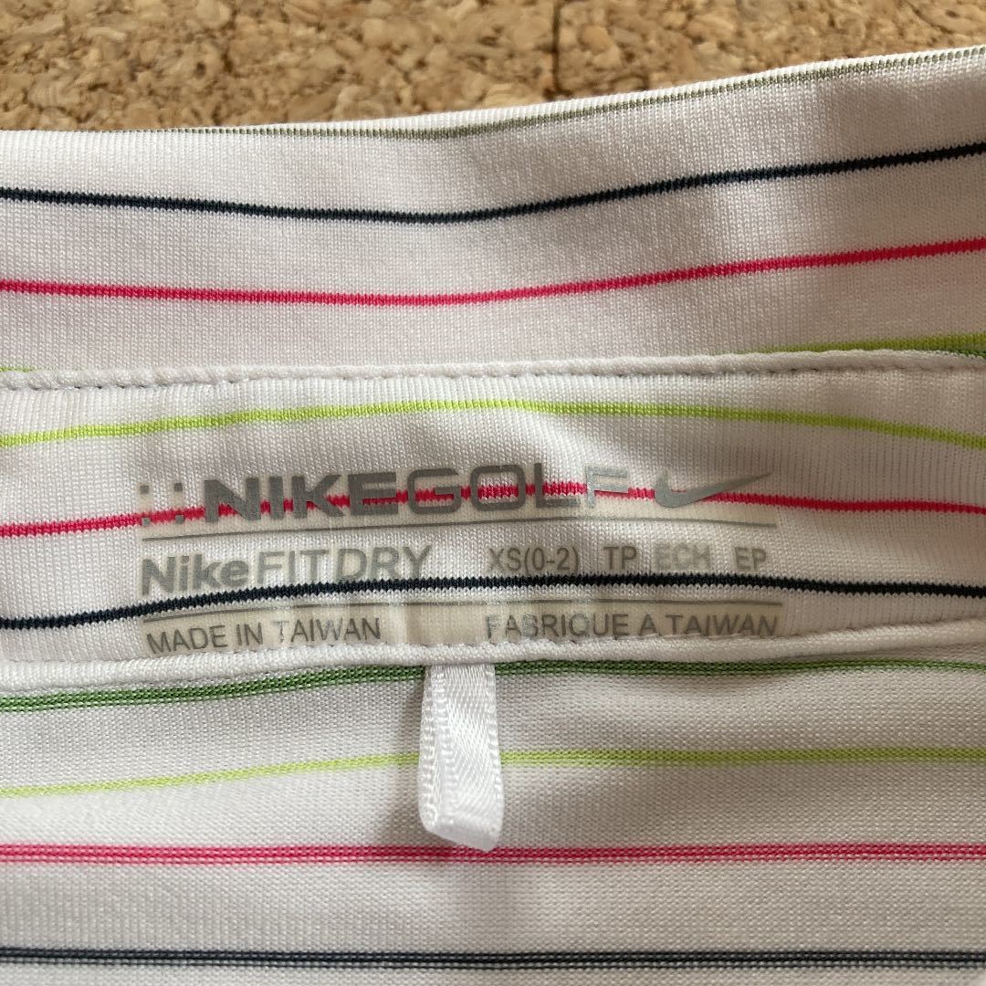 NIKE GOLF ナイキゴルフ　ゴルフウェア　ゴルフシャツ　ポロシャツ XSサイズ 白 ボーダー柄 レディース golf 半袖 ボーダー柄 GOLF ゴルフ_画像4