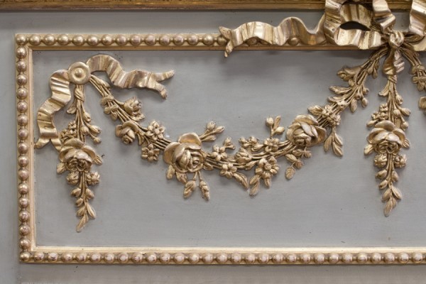 《フランスアンティーク》ルイ16世様式 リボンと薔薇のガーランド トルモミラー_画像4