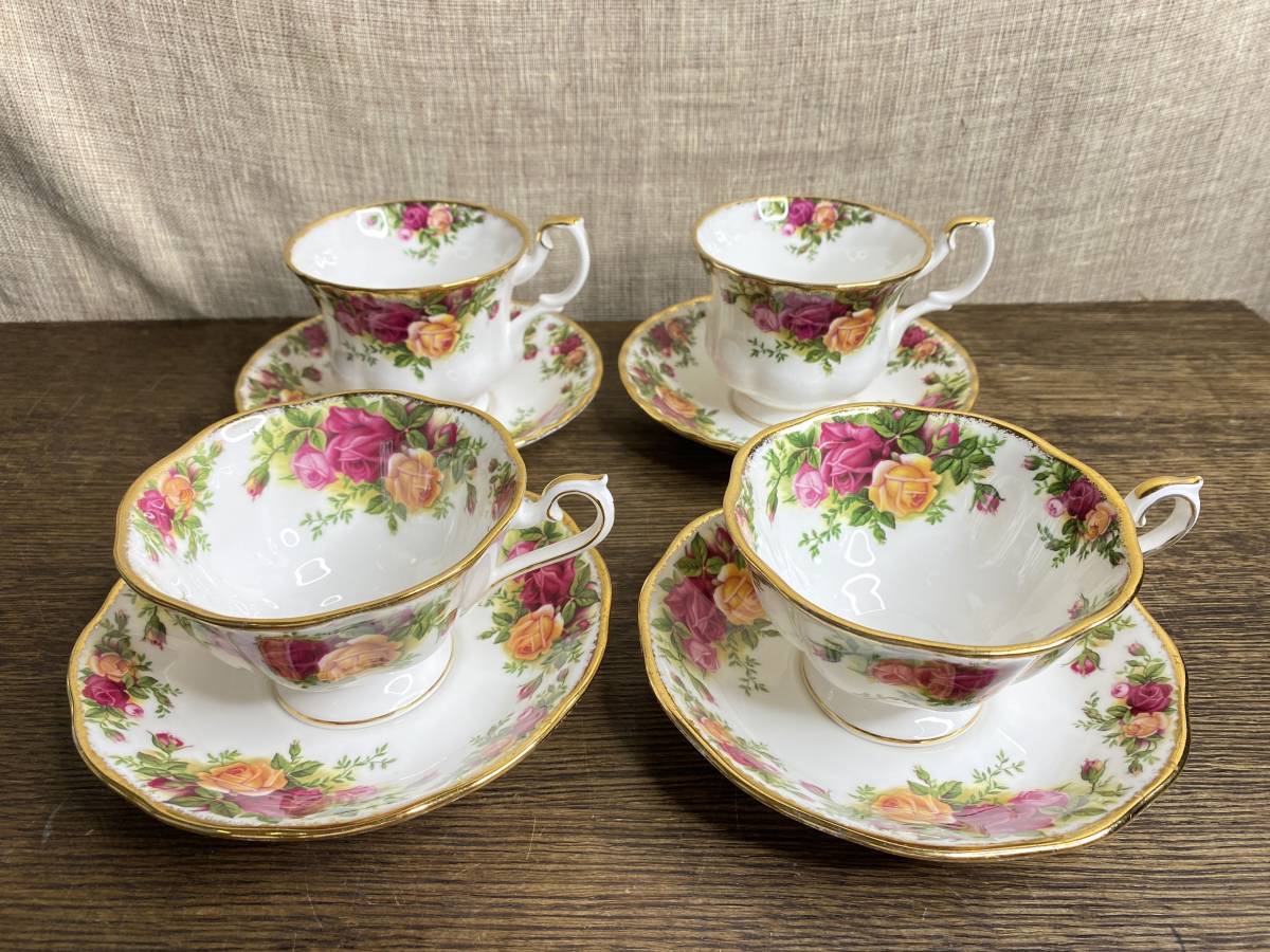 ROYAL ALBERT ロイヤルアルバート カップ&ソーサー Old Country Roses Moonlight オールド カントリー 金彩 4客セット(管理ID
