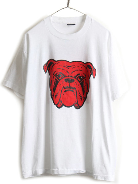 好評 メンズ Tシャツ 半袖 プリント 両面 企業 DOG RED  XL 大きいサイズ USA製 90s 古着 企業物 白 プリントTシャツ  レッドドッグ 90年代 イラスト、キャラクター