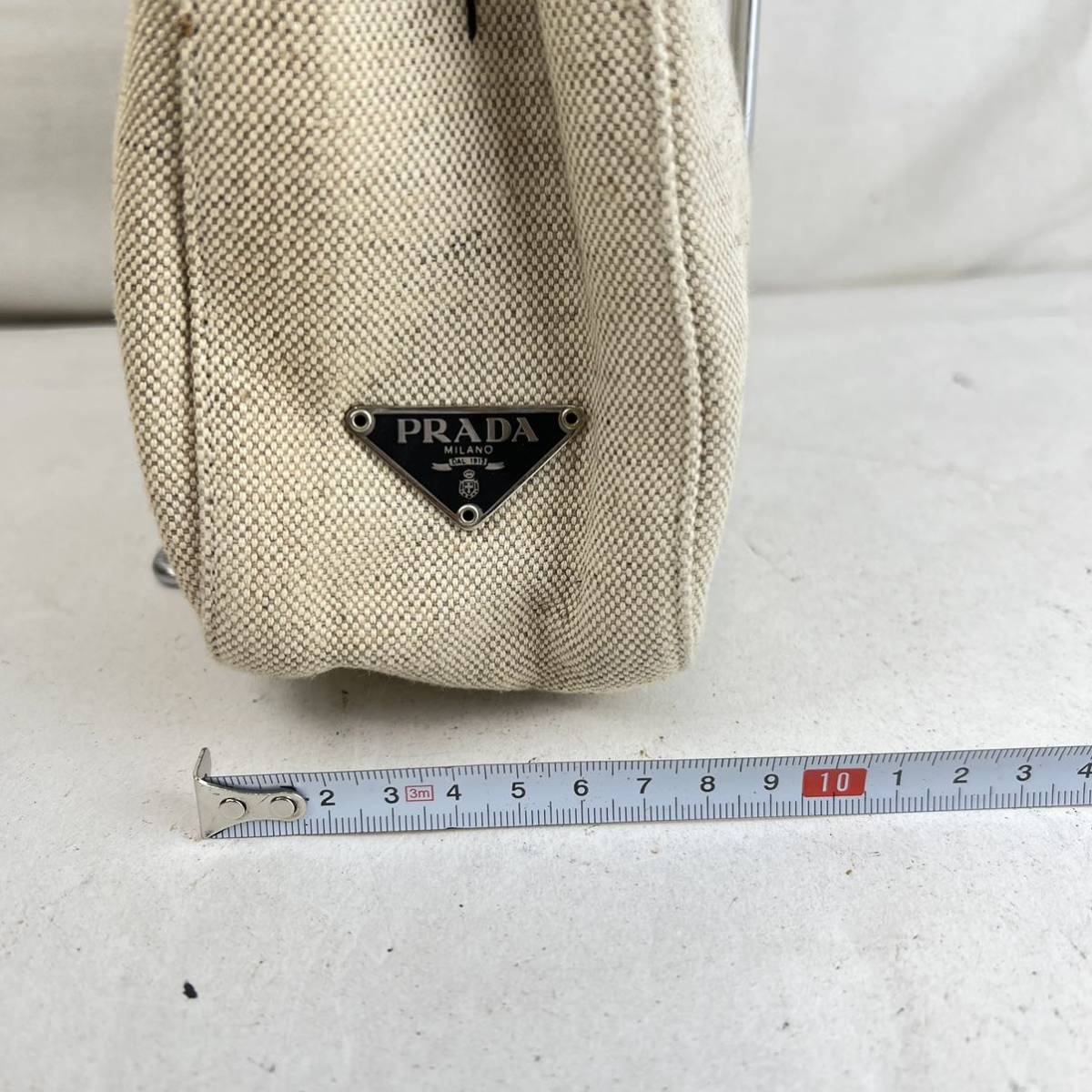 PRADA プラダ キャンバス ロゴプレートショルダーバッグ レディース