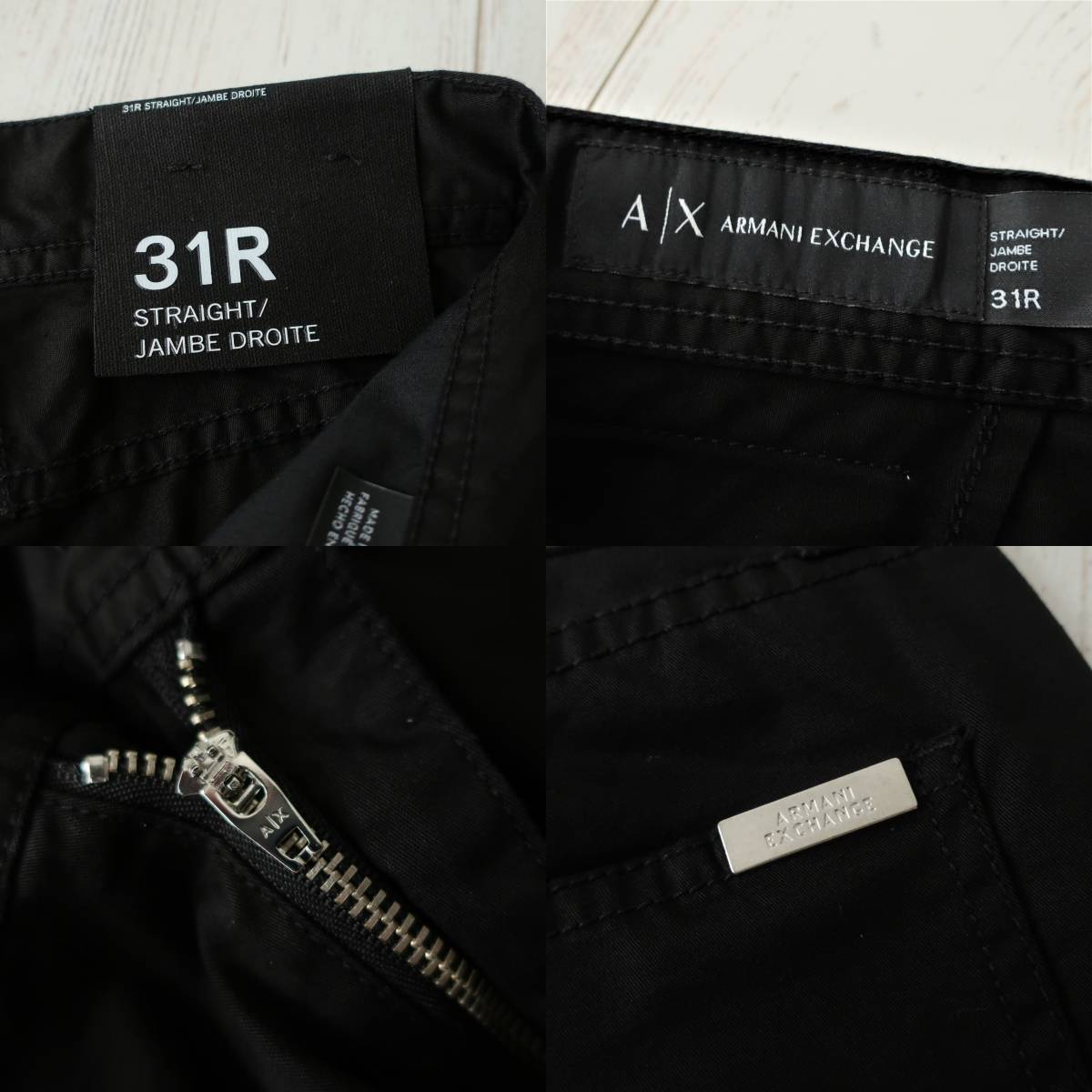 未使用 ARMANI EXCHANGE アルマーニエクスチェンジ メンズ 軽量 ストレッチ ストレート ジーンズ デニム パンツ ブラック 黒 W31  Mサイズ