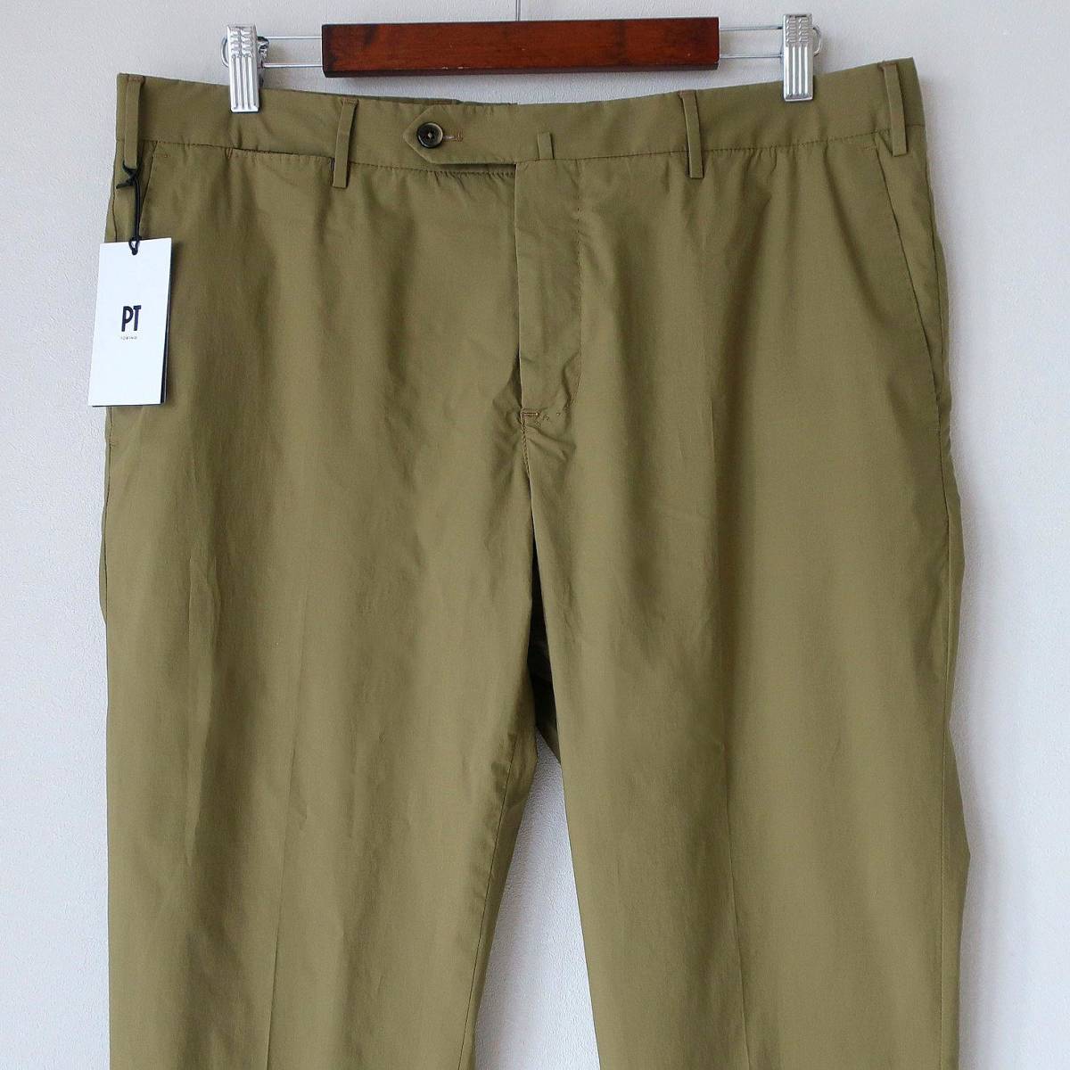  new goods PT TORINO top class spring summer men's stretch slim Fit thin beautiful legs chinos slacks pants PT01 khaki olive 52 2XL XXL