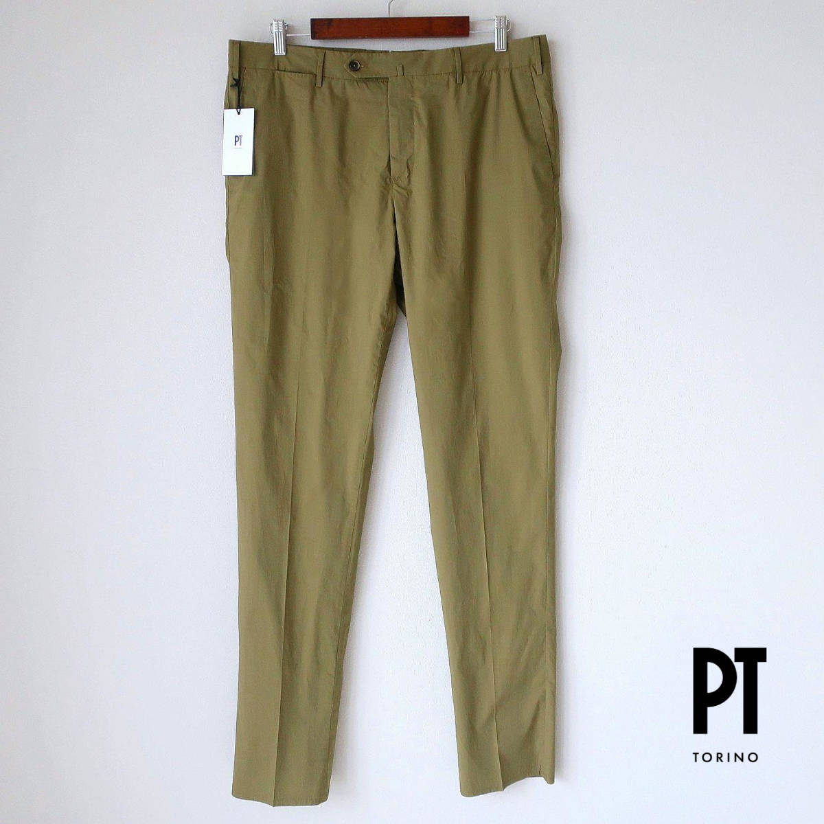  new goods PT TORINO top class spring summer men's stretch slim Fit thin beautiful legs chinos slacks pants PT01 khaki olive 52 2XL XXL