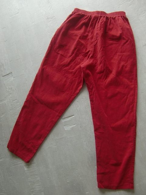  free shipping 90\'s USA made CABINCREEK corduroy Easy pants man and woman use red ~ wine 90 period VINTAGE vintage shef Work cook Surf 