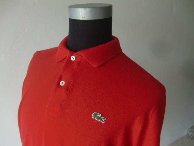 送料無料 90's VINTAGE LACOSTE ラコステ フレラコ ペルー製 フランス デザイン ポロ シャツ 赤～オレンジ 6 旧タグ カットソー ンテージ_画像2