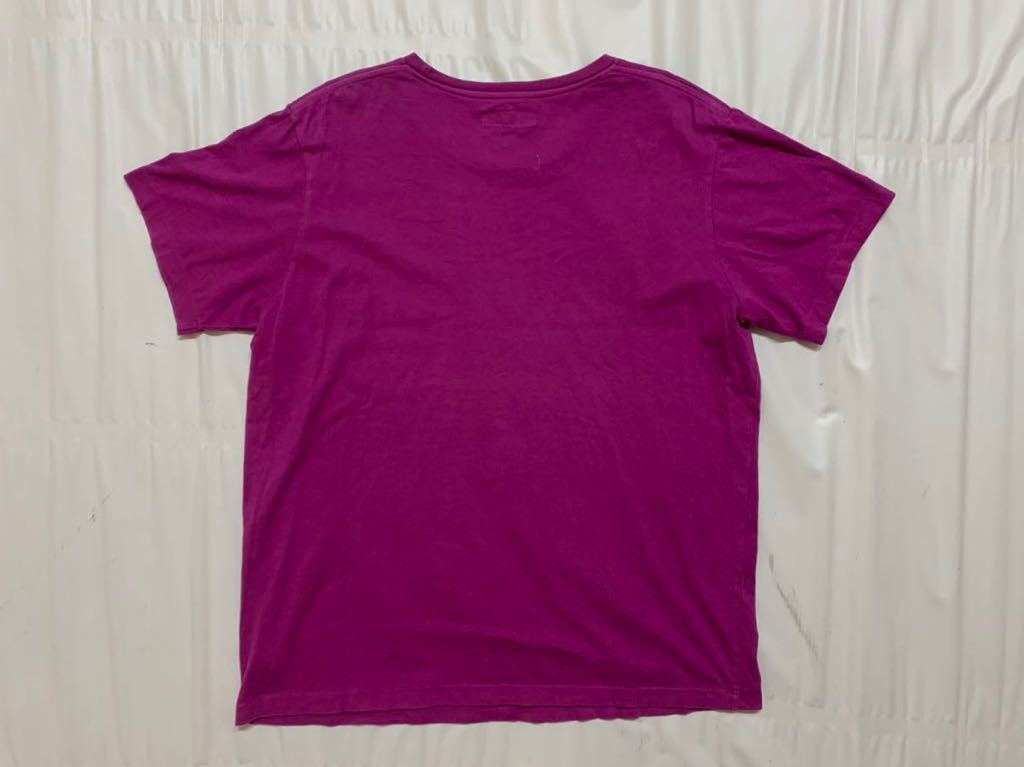 ハリウッドランチマーケット　メンズ　H刺繍コットン半袖Tシャツ　Mサイズ パープル_画像8