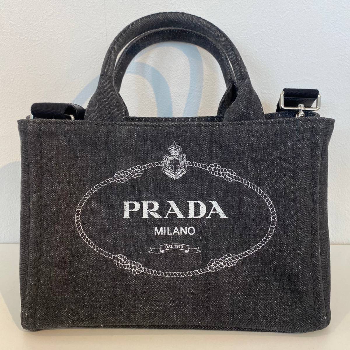 PRADAデニム カナパ 2WAY ハンドバッグ | bergosafety.com.br