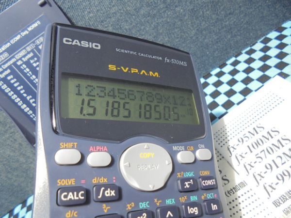 CASIO　fx-570MS ／ スタンダード関数電卓（取扱説明書・ネームシールあり）(a)