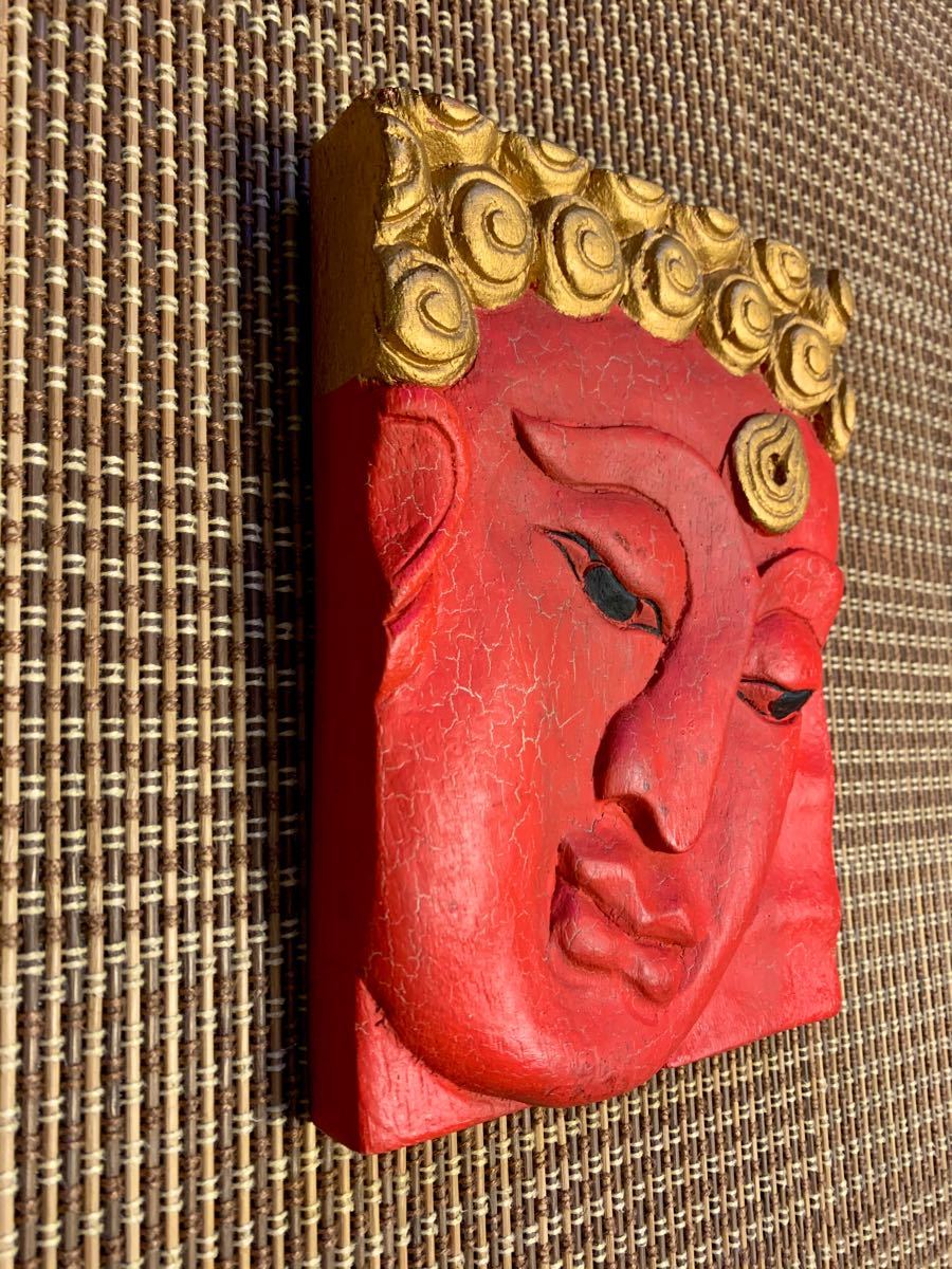インドネシア　仏像　壁掛け　レリーフ　木彫り　民芸