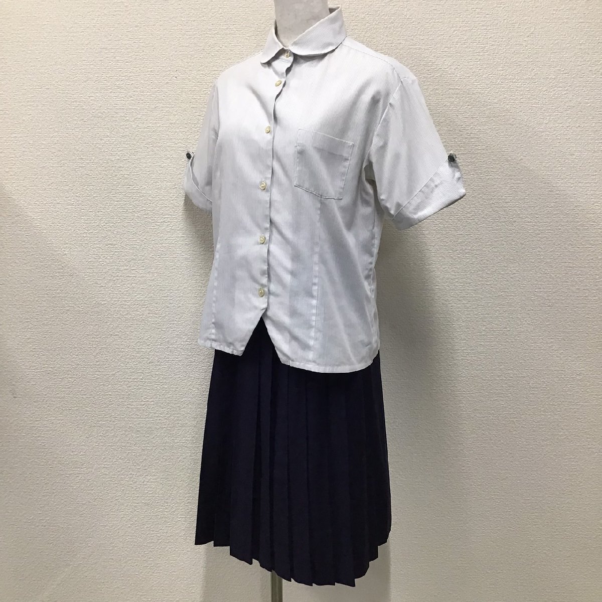 O658 ( used ) Tochigi prefecture work new .. high school ( old uniform ) 2 point set / rare /L/W66/ height 60/ blouse / skirt /Zippy/ short sleeves / uniform / junior high school / high school / woman student / school uniform 