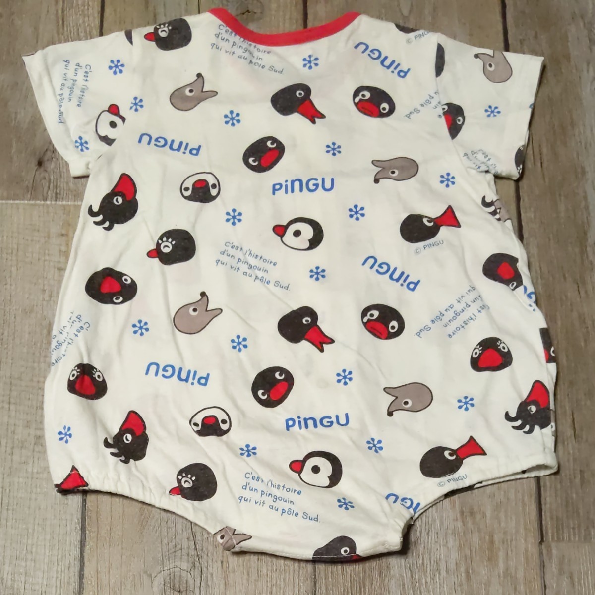 ショートオール 前開き ロンパース ベビー服　くまのプーさん　PINGU　50-60　70 出産準備 新生児 カバーオール　夏