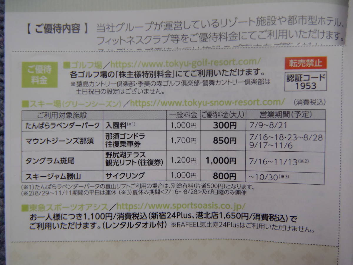 1枚 東急不動産株主優待券　東急スポーツオアシス　ゴルフ　利用割引券　2023/1/31まで_画像2