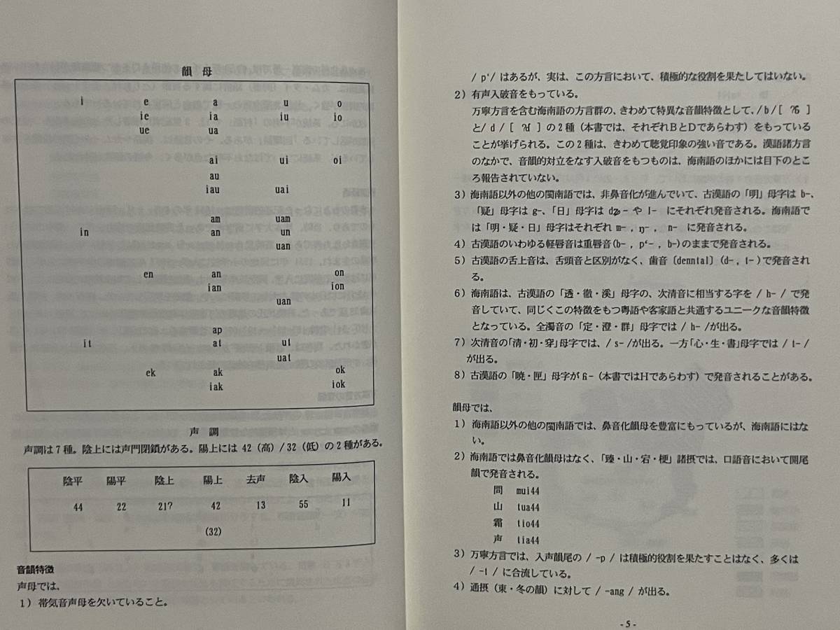 海南島方言基礎語彙集 中嶋幹起著 東京外国語大学 海南島の言語 万寧方言の音韻 海南語 中国語 黎族 苗族 ミャオ族 漢民族 福建語 言語研究_画像8