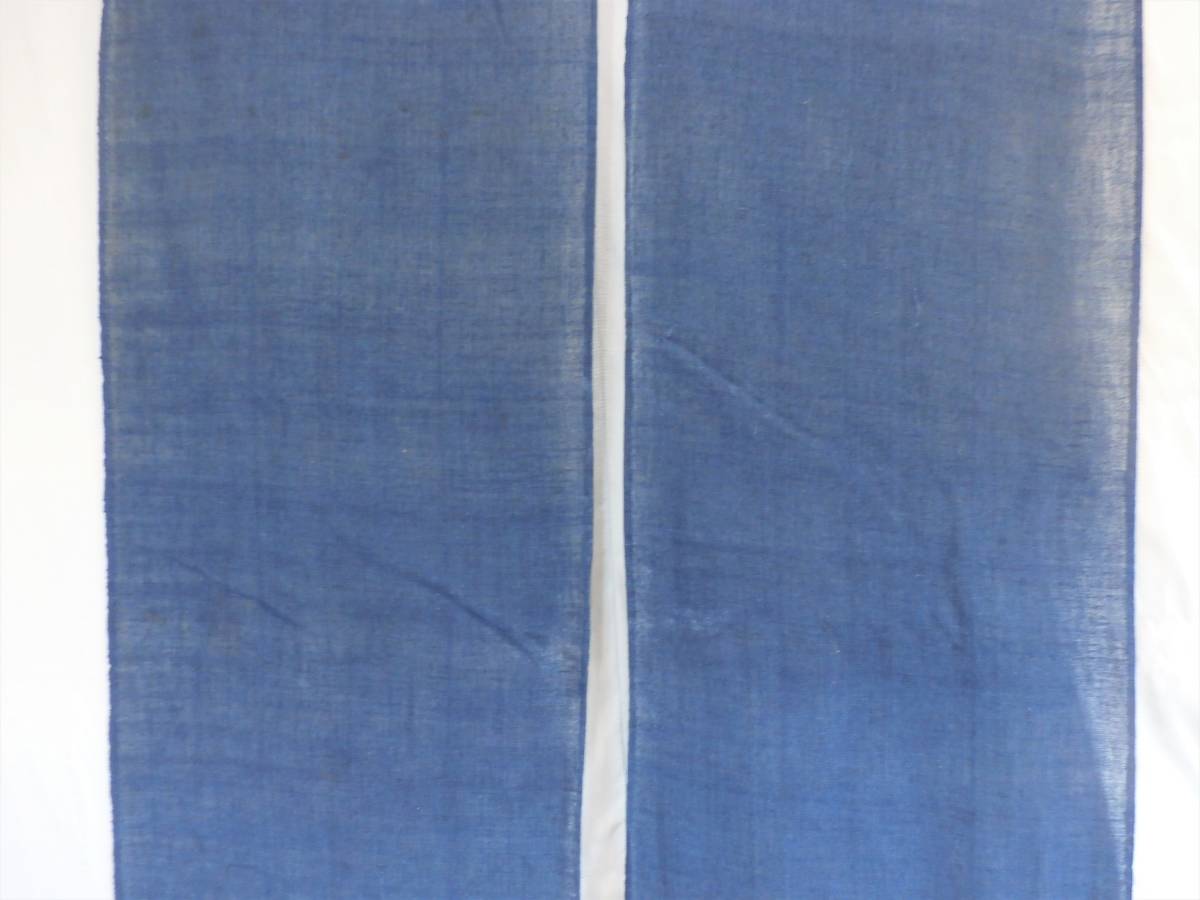 本藍染　蚊帳解き布　1.78メートル×0.34メートル　2枚　ハギレ　P　リメイク　素材　蚊帳　木綿　古布　藍染め　濃紺藍　　_画像3