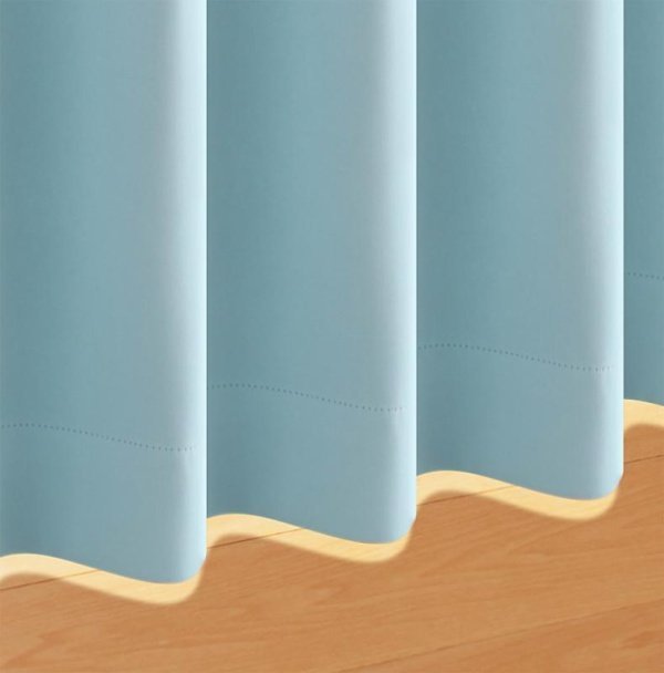 １級遮光 ドレープカーテン (幅200cm×高さ235cm)の１枚単品 色-ライトブルー /国産 日本製 防炎 遮熱 洗える - 1