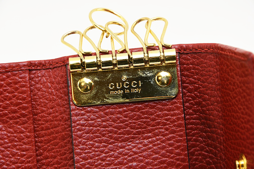  Gucci GUCCI GGma-monto кожа чехол для ключей 6 полосный красный 456118 б/у товар степень AB б/у бесплатная доставка анимация Youtube