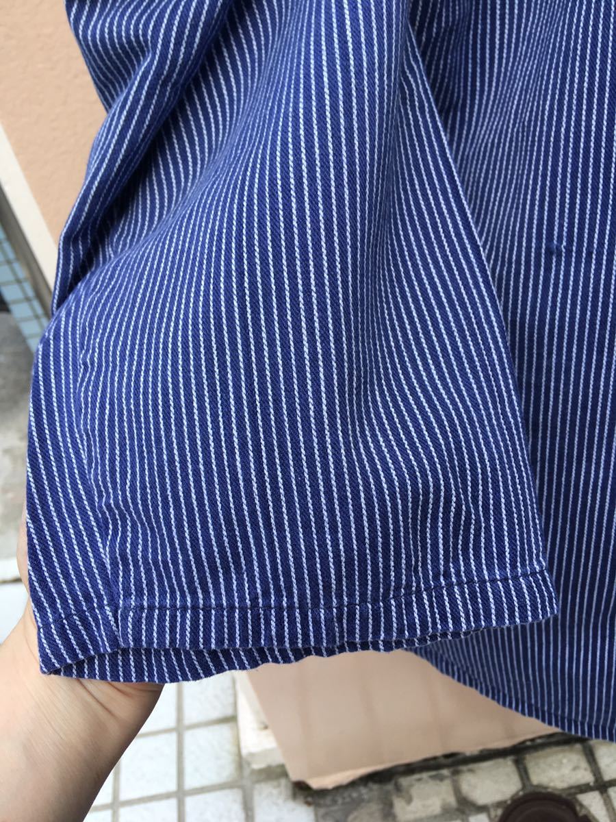 ヨーロッパ古着 vintage smock shirt ストライプ スモック シャツ コットン プルオーバーシャツ トップス 長袖 半袖 MV929_画像7