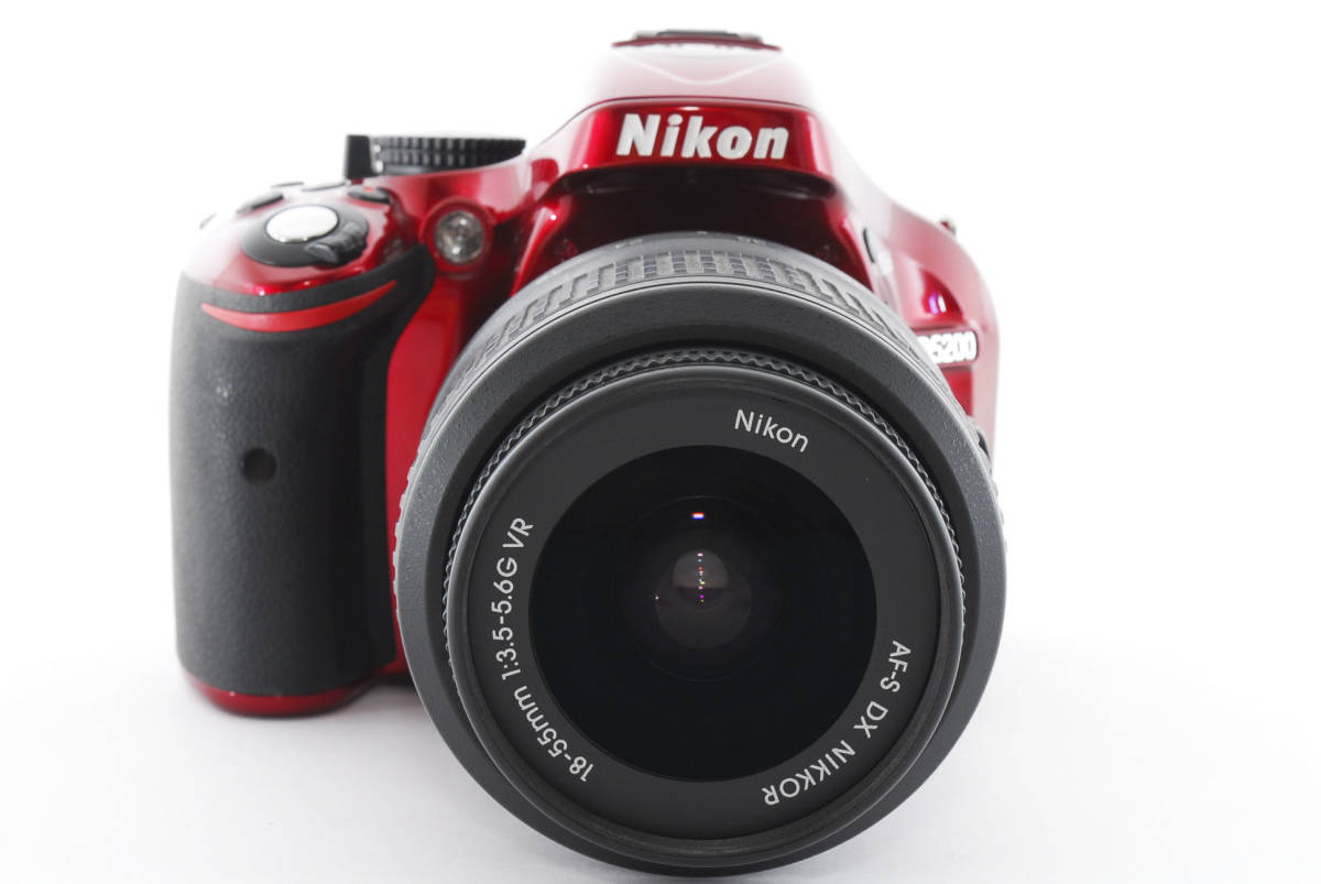 ショット数 9100回★極上品★ Nikon ニコン D5200 AF-S DX NIKKOR 18-55 デジタル一眼レフカメラ 赤 レッド (1585)_画像3