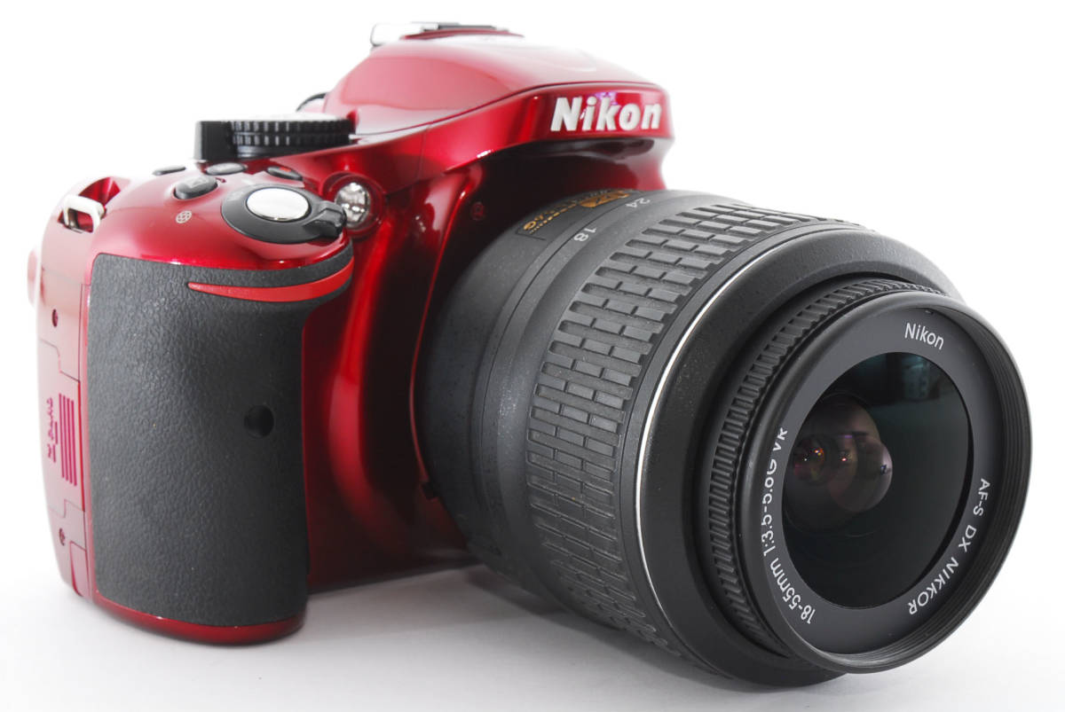 ショット数 9100回★極上品★ Nikon ニコン D5200 AF-S DX NIKKOR 18-55 デジタル一眼レフカメラ 赤 レッド (1585)_画像4