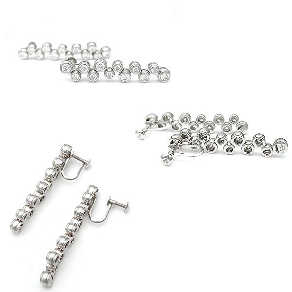 [ green shop pawnshop ] Tiffany Bubble diamond earrings Pt950[ used ]