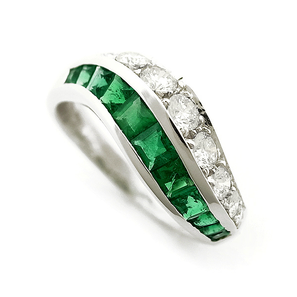 [ green shop pawnshop ]pikyoti(PICCHIOTTI) emerald * diamond ring K18WG[ used ]