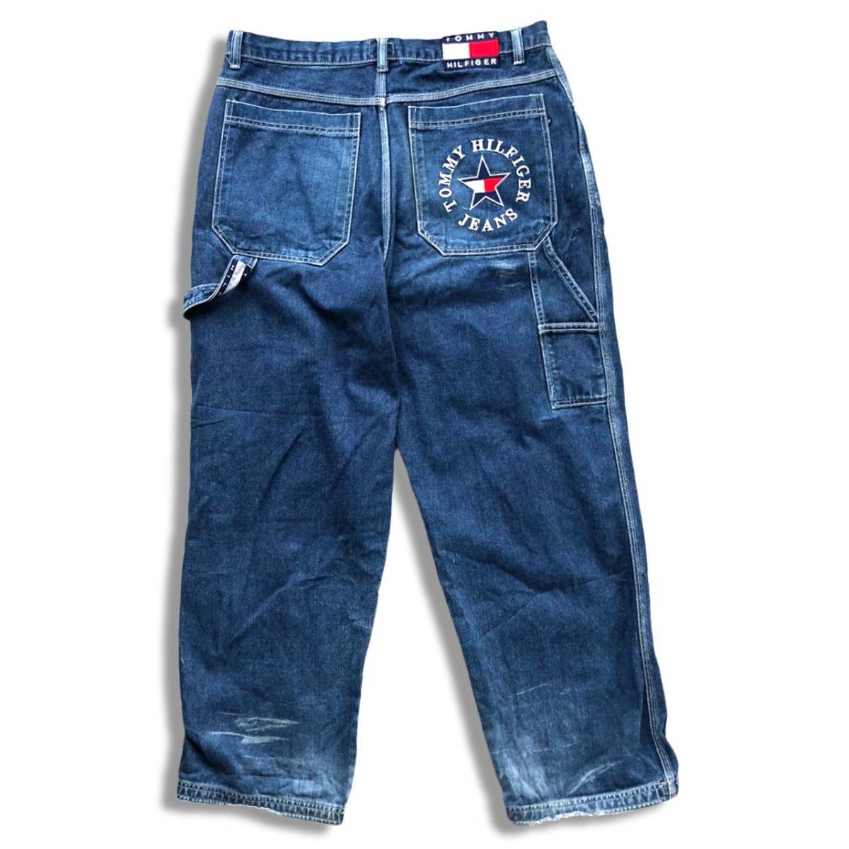 90s トミージーンズ デニムペインターパンツ 36 Tommy Jeans Hilfiger ヒルフィガー ストリート スケーター バギーパンツ  ワイドパンツ SK8