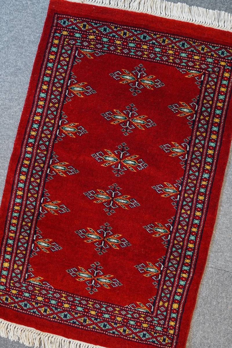 パキスタン手織り絨毯 ウール size:74×46cm 玄関マット biencel.mx