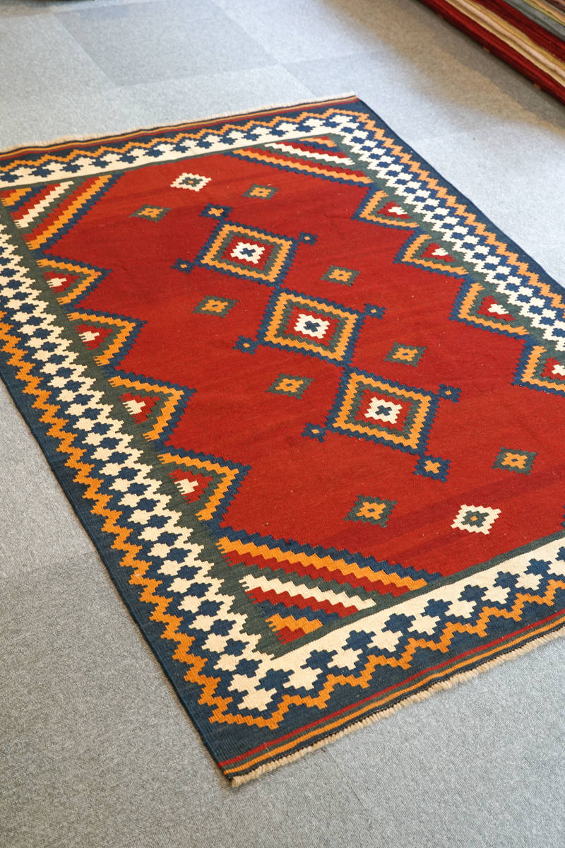 ペルシャキリム 手織り絨毯 size:172×126cm リビングラグ _画像4
