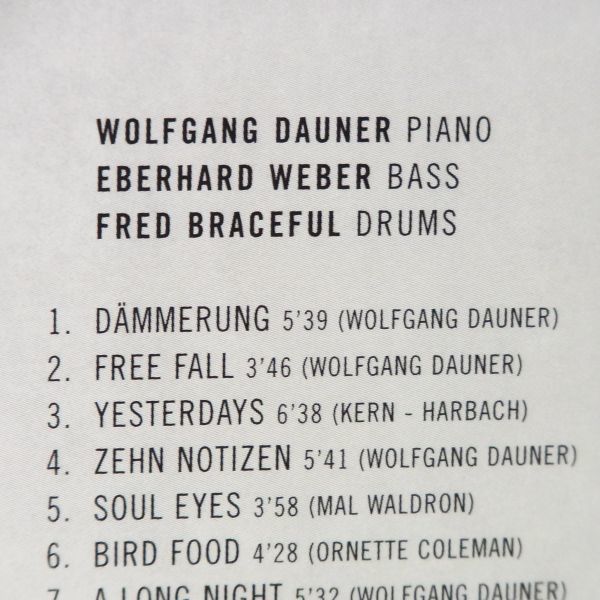 即決【美品 澤野工房】WOLFGANG DAUNER TRIO　DREAM TALK　ピアノ・トリオ_画像3