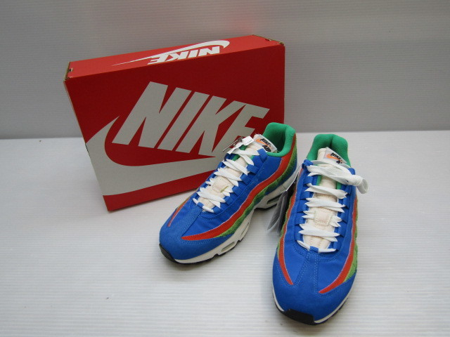 153-Ky11860-100: NIKE AIR MAX 95 SE RUNNING CLUB lt photo blue/black-roma green DHナイキ エアマックス 95 SE スニーカー AM95 未使用_画像1