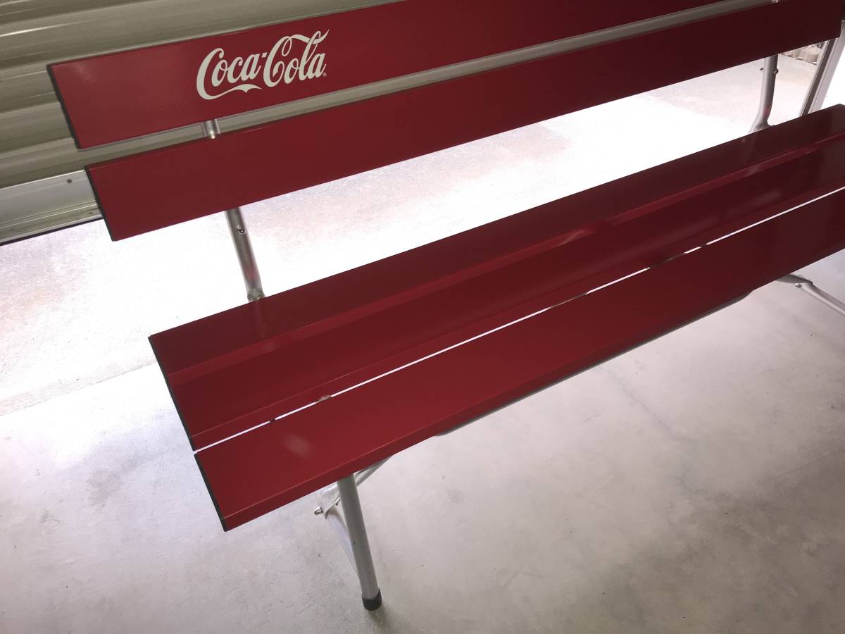 美品 Coca-Cola コカ・コーラ ベンチ アルミ製 長椅子 非売品 店舗什器 ノベルティ _画像3
