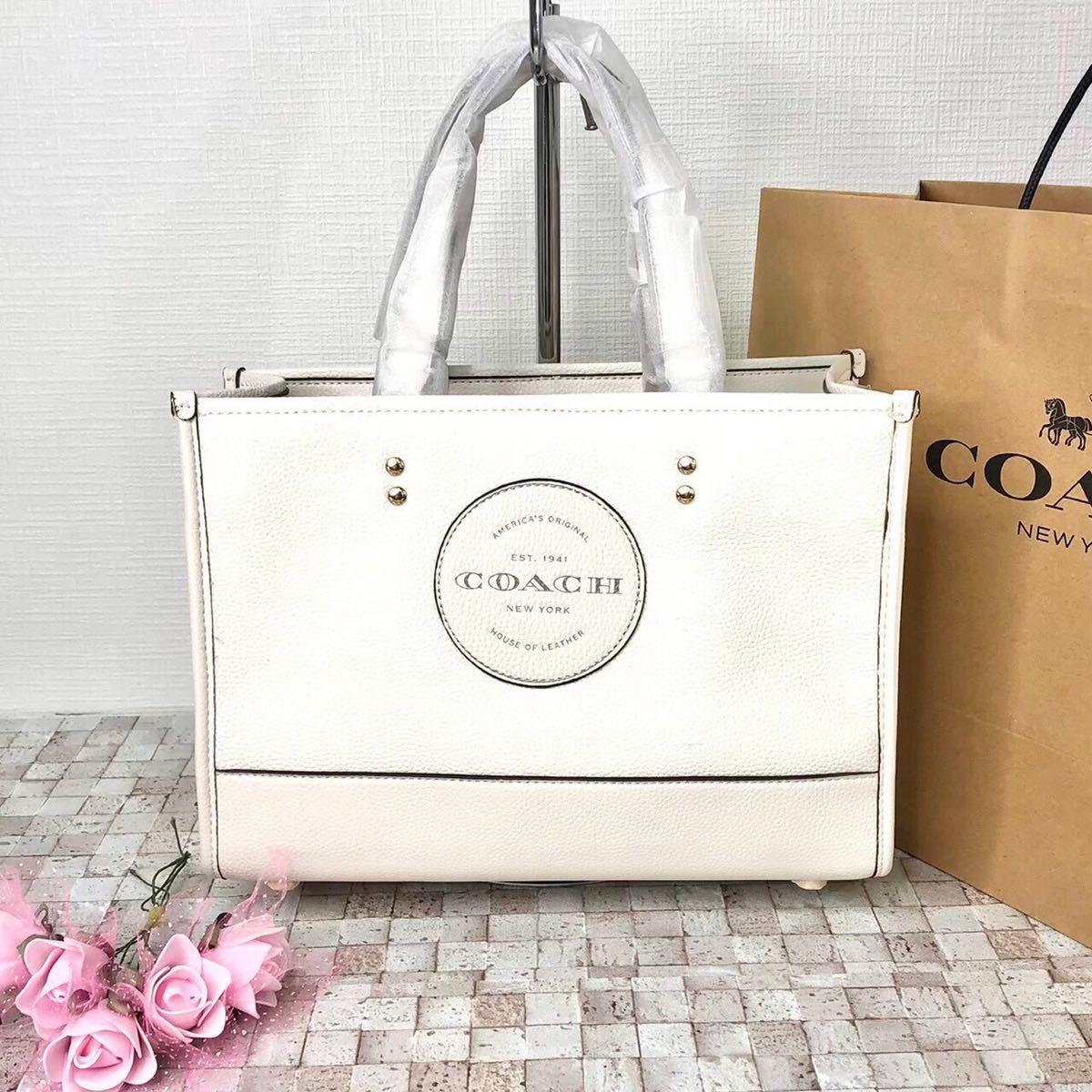 ☆新品☆COACH トート ハンドバッグ ショルダーバッグ 丸ロゴ 白 www