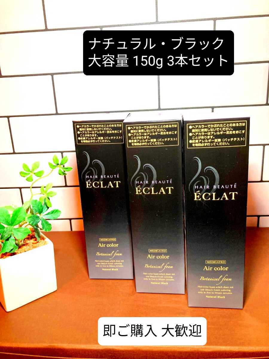 ヘアボーテエクラボタニカルエアカラーフォーム ナチュラルブラック 150g 3本