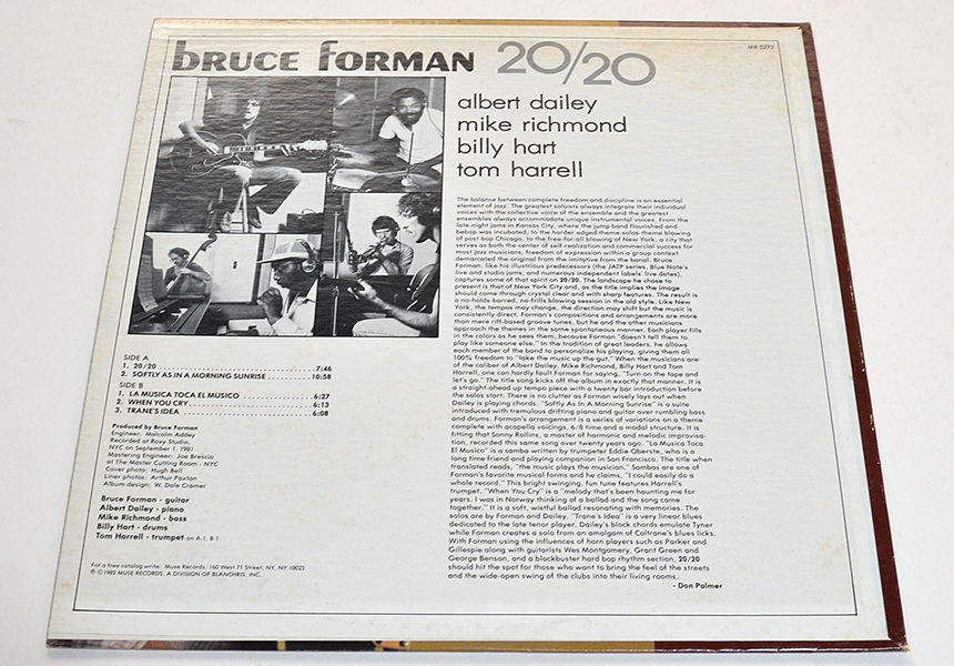 ■ BRUCE FORMAN 20/20 ■LPレコードMUZE 輸入盤・中古_画像2